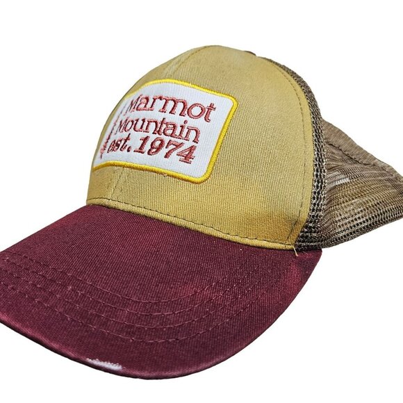 Marmot Mountain Trucker Hat Mesh Adjustable Snapback Cap Faded Hat Outdoor - Picture 8 of 8